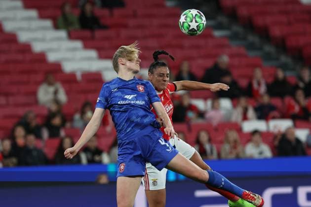 Jaime Ravensbergen ( FC Twente Womens team ) in action during the match between SL Benfica and FC Twente, valid for UEFA WomenÕs Champions League 2025 26 at Est‡dio do Lisboa e Benfica on 12 November 2025. Lisbon Est‡dio do Sport Lisboa e Benfica Lisbon Portugal Copyright: xIMAGOx xPRIMExSPORTSxIMAGESx xFILIPExOLIVEIRAx