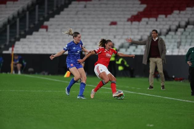 Marit Lund ( SL Benfica Womens team ) in action during the match between SL Benfica and FC Twente, valid for UEFA WomenÕs Champions League 2025 26 at Est‡dio do Lisboa e Benfica on 12 November 2025. Lisbon Est‡dio do Sport Lisboa e Benfica Lisbon Portugal Copyright: xIMAGOx xPRIMExSPORTSxIMAGESx xFILIPExOLIVEIRAx