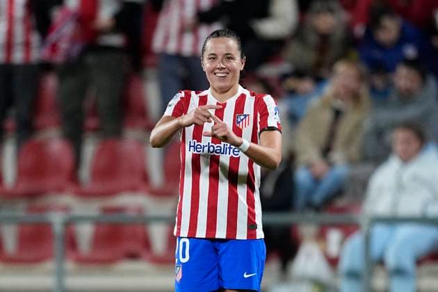 November 12, 2025, Alcala De Henares, Madrid, Spain: Amaiur Sarriegi Isasa of Atletico de Madrid celebrates a goal during the UEFA WomenÃ¢â‚¬â ¢s Champions League 2025 26 League Phase MD3, football match played between Atletico de Madrid and Juventus FC at Centro Deportivo Alcala de Henares on November 12, 2025, in Alcala de Henares, Madrid, Spain. Alcala De Henares Spain - ZUMAa181 20251112_zaa_a181_301 Copyright: xOscarxJ.xBarrosox