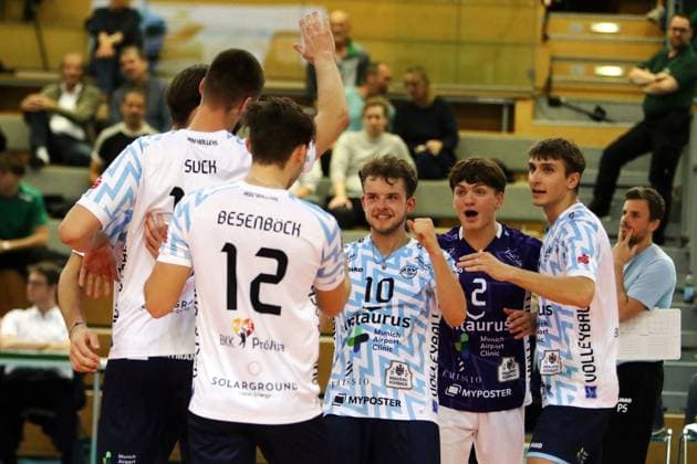 Dachau delighted to win a point, He Volleyball Bundesliga 2025 26 TSV Haching Muenchen vs ASV Dachau, Geothermie Arena, Unterhaching, 12 11 25 Copyright: WolfgangxFehrmann