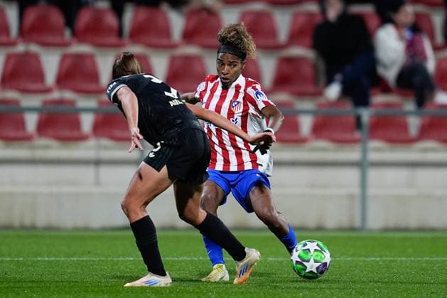 November 12, 2025, Alcala De Henares, Madrid, Spain: Luany Vitoria of Atletico Madrid in action during the UEFA WomenÃ¢â‚¬â ¢s Champions League 2025 26 League Phase MD3, football match played between Atletico de Madrid and Juventus FC at Centro Deportivo Alcala de Henares on November 12, 2025, in Alcala de Henares, Madrid, Spain. Alcala De Henares Spain - ZUMAa181 20251112_zaa_a181_341 Copyright: xDennisxAgyemanx