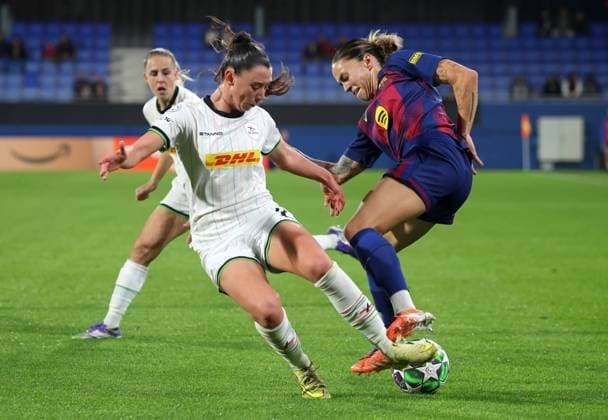 FC Barcelona, Barca Women v OH Leuven - UEFA Women Champions League Maria Leon and Saar Janssen play during the match between FC Barcelona Women and OH Leuven, corresponding to matchday 3 of the league phase of the UEFA Women s Champions League, at the Johan Cruyff Stadium in Barcelona, Spain, on November 12, 2025. Barcelona Spain  Copyright: xUrbanandsportx originalFilename:urbanandsport-fcbarcel251112_np8DI.jpg