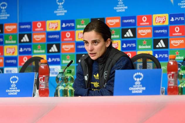 Head Coach of Arsenal Renee Slegers during the press conference, PK, Pressekonferenz after the UEFA Womens Champions League league phase match between FC Bayern Munich and Arsenal WFC at Allianz Arena in Munich, Germany. Copyright: xSvenxBeyrich SPPx Sportspressphoto_SPR61220