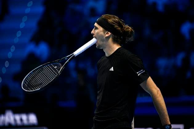 12th November 2025; Palasport Olimpico Arena, Turin, Italy; Nitto ATP, Tennis Herren Finals Tennis 2025; Alexander Zverev of Germany plays a backhand against Jannik Sinner of Italy  BestxImages