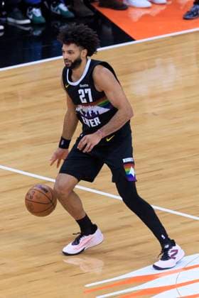November 12, 2025, Inglewood, California, USA: Jamal Murray 27 of the Denver Nuggets during their regular season NBA, Basketball Herren, USA game against the Los Angeles Clippers on Wednesday November 12, 2025 at Intuit Dome in Inglewood, California. Clippers lose to Nuggets, 116-130. ARIANA RUIZ PI Inglewood USA - ZUMAp124 20251112_zaa_p124_067 Copyright: xArianaxRuizx