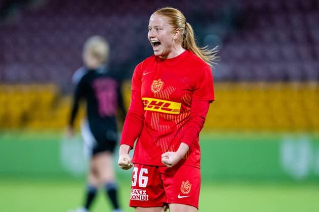FC Nordsjaelland v Mura, UEFA Women™s Europa Cup, Farum, Denmark Farum, Denmark. 12th, November 2025. Alberte Mott (36) of FC Nordsjaelland scores for 1-0 during the UEFA Women™s Europa Cup match between FC Nordsjaelland and Mura at Right to Dream Park in Farum. Denmark, Farum  Copyright: xGonzalesxPhoto TobiasxJorgensenx