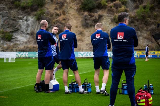 251113 Gabriel Gudmundsson of the Swedish national football team during a training session on November 13, 2025 in Marbella Photo Joel Marklund BILDBYRAN code JM JM0748 bbeng fotboll football soccer fotball vm kval fifa world cup qualifier träning practice training sverige sweden sverige a  Copyright: JOELxMARKLUND BB251113JM003