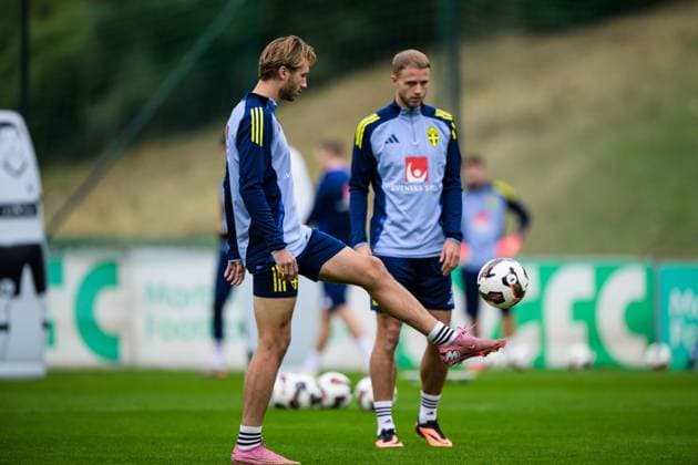 251113 Benjamin Nygren of the Swedish national football team during a training session on November 13, 2025 in Marbella Photo Joel Marklund BILDBYRAN code JM JM0748 bbeng fotboll football soccer fotball vm kval fifa world cup qualifier träning practice training sverige sweden sverige a  Copyright: JOELxMARKLUND BB251113JM021