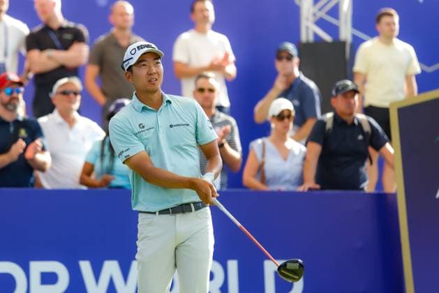 DUBAI, UNITED ARAB EMIRATES - 13.11.2025: Michael KIM (USA) DP World Tour Championship Dubai at Jumeirah Golf Estates on November 13, 2025 in Dubai, United Arab Emirates.