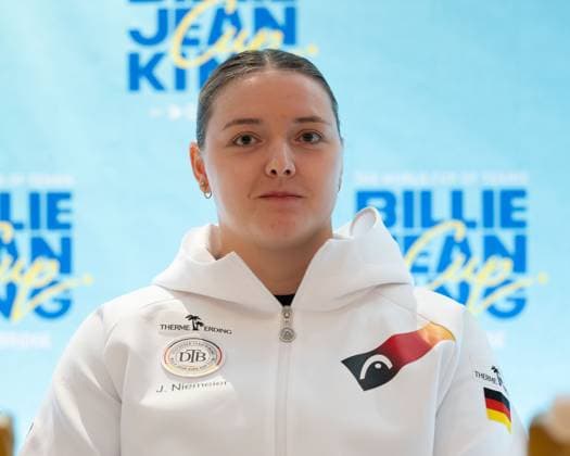 Billie Jean King Cup 2025 Play Offs, TC Ismaning, Munich, Germany, Team Germany Press conference, press conference,Jule Niemeier GER Tennis Billie Jean King Cup 2025 ITF Billie Jean King Cup TC Ismaning Ismaning Bayern Germany 13 November 2025 Copyright: xJuergenxHasenkopfx