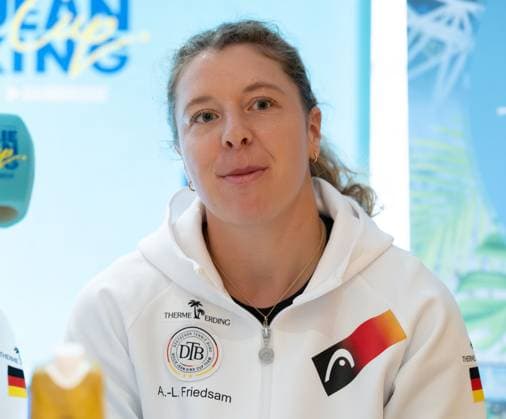 Billie Jean King Cup 2025 Play Offs, TC Ismaning, Munich, Germany, Team Germany Press conference, press conference,Anna Lena Friedsam GER Tennis Billie Jean King Cup 2025 ITF Billie Jean King Cup TC Ismaning Ismaning Bayern Germany 13 November 2025 Copyright: xJuergenxHasenkopfx