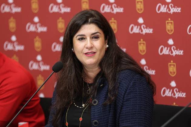 November 13, 2025, Las Rozas, Madrid, SPAIN: Mariana De Carli, Vice President of Beauty Iberia at P&G, attends a press conference, PK, Pressekonferenz on the partnership agreement between Old Spice and the Spanish National Football Team prior to the 2026 World Cup qualifying matches against Georgia and Turkey, at the Ciudad del Futbol, in Las Rozas, Madrid, Spain, on November 13, 2025. Las Rozas SPAIN - ZUMAa181 20251113_zaa_a181_019 Copyright: xIrinaxR.xHipolitox