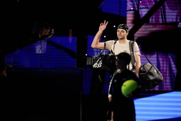 United States™ Taylor Fritz before the singles tennis match of the ATP, Tennis Herren World Tour Finals against Australia s Alex de Minaur at the Inalpi Arena in Turin, Italy - Thursday, Nov. 13, 2025. -  Copyright: xMarcoxAlpozzi LaPressex