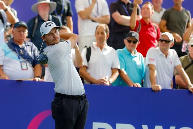 DUBAI, UNITED ARAB EMIRATES - 13.11.2025: Rasmus HoJGAARD (DEN) DP World Tour Championship Dubai at Jumeirah Golf Estates on November 13, 2025 in Dubai, United Arab Emirates.