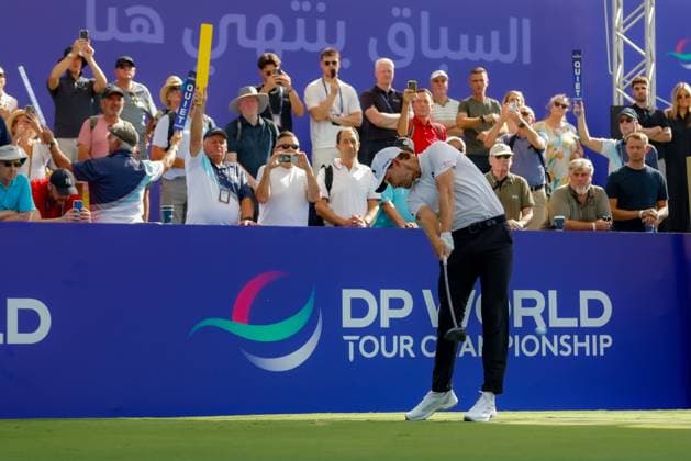 DUBAI, UNITED ARAB EMIRATES - 13.11.2025: Rasmus HoJGAARD (DEN) DP World Tour Championship Dubai at Jumeirah Golf Estates on November 13, 2025 in Dubai, United Arab Emirates.