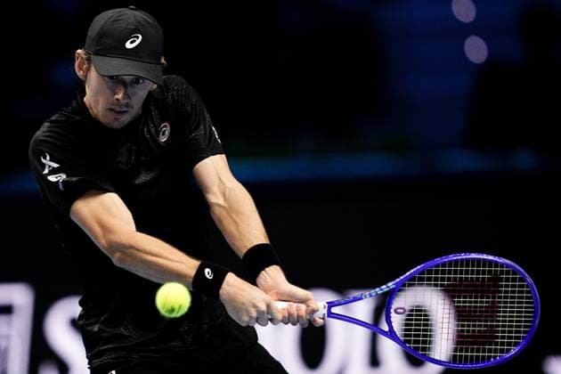 Australia s Alex de Minaur returns the ball to United States™ Taylor Fritz during the singles tennis match of the ATP, Tennis Herren World Tour Finals at the Inalpi Arena in Turin, Italy - Thursday, Nov. 13, 2025. -  Copyright: xMarcoxAlpozzi LaPressex