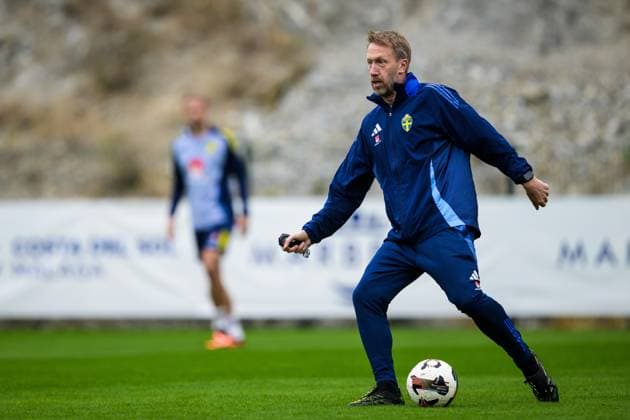 251113 Head coach Graham Potter of the Swedish national football team during a training session on November 13, 2025 in Marbella Photo Joel Marklund BILDBYRAN kod JM JM0748 bbeng fotboll football soccer fotball vm kval fifa world cup qualifier träning practice training sverige sweden sverige a  Copyright: JOELxMARKLUND BB251113JM085