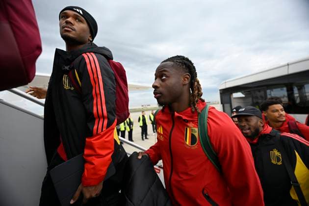Kazakhstan v Belgium - FIFA World Cup, WM, Weltmeisterschaft, Fussball 2026 UEFA Qualifier - Media Activities 13 11 2025 ZAVENTEM, BELGIUM - NOVEMBER 13 : Doku Jeremy forward of Belgium pictured during the departure at Brussels Airport of the Belgian National Football team prior to the FIFA World Cup 2026 European Qualifiers match between Kazakhstan and Belgium on November 13, 2025 in Zaventem, Belgium, 13 11 2025 Zaventem Belgium  Copyright: xJanxDexMeuleneirx