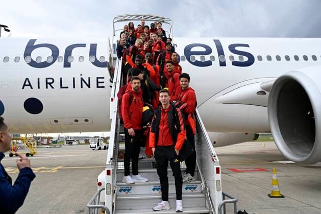 Kazakhstan v Belgium - FIFA World Cup, WM, Weltmeisterschaft, Fussball 2026 UEFA Qualifier - Media Activities 13 11 2025 ZAVENTEM, BELGIUM - NOVEMBER 13 : players of Belgium pictured during the departure at Brussels Airport of the Belgian National Football team prior to the FIFA World Cup 2026 European Qualifiers match between Kazakhstan and Belgium on November 13, 2025 in Zaventem, Belgium, 13 11 2025 Zaventem Belgium  Copyright: xJanxDexMeuleneirx