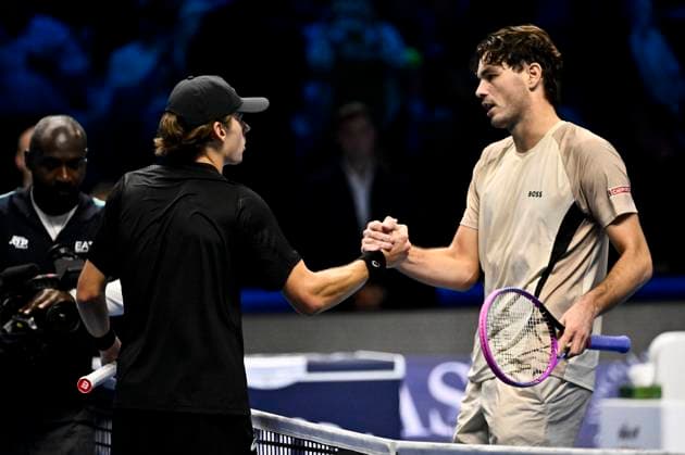 November 13, 2025: Alex de Minaur of Australia against Taylor Fritz of the United States during their Men s Single s Nitto ATP, Tennis Herren Finals match during day five of the Nitto ATP Finals at Inalpi Arena on November 9, 2025 in Turin, Italy. - ZUMAg210 20251113_abp_g210_040 Copyright: xStefanoxGuidix