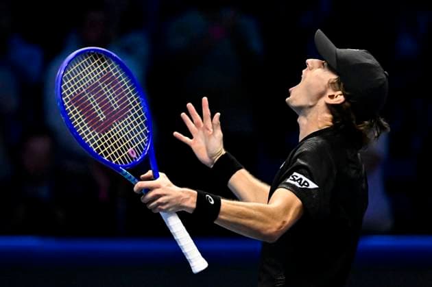 November 13, 2025: Alex de Minaur of Australia against Taylor Fritz of the United States during their Men s Single s Nitto ATP, Tennis Herren Finals match during day five of the Nitto ATP Finals at Inalpi Arena on November 9, 2025 in Turin, Italy. - ZUMAg210 20251113_abp_g210_048 Copyright: xStefanoxGuidix