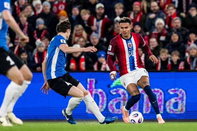 251113 Antonio Nusa of Norway during the FIFA World Cup Qualifier football match between Norway and Estonia on November 13, 2025 in Oslo Photo Vegard Grott BILDBYRAN kod VG VG0831 bbeng fotball football soccer fotboll fifa world cup qualifiers european qualifiers 2026 uefa world cup qualifiers vm kvalifisering vm kvalik vm kval norge norway estland estonia  Copyright: VEGARDxGRoTT BB251113VG020