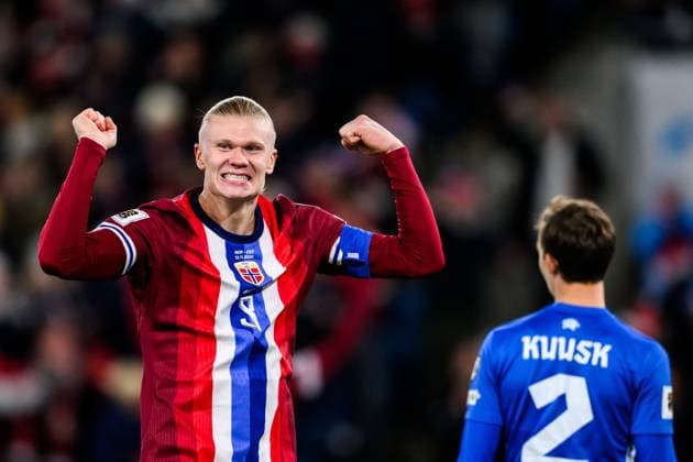 251113 Erling Braut Haaland of Norway celebrates the 1 0 goal during the FIFA World Cup Qualifier football match between Norway and Estonia on November 13, 2025 in Oslo Photo Marius Simensen BILDBYRAN COP 238 VG0831 bbeng fotball football soccer fotboll fifa world cup qualifiers european qualifiers 2026 uefa world cup qualifiers vm kvalifisering vm kvalik vm kval norge norway estland estonia jubel  Copyright: MARIUSxSIMENSEN BB251113BB322