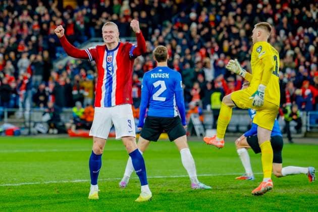 Football, World Cup qualification Norway Estonia Oslo 20251113 Norway s Erling Braut Haaland celebrates during the World Cup qualifying match between Norway and Estonia at Ullevaal Stadion Photo Jonas Been Henriksen NTB Oslo Norway EDITORIAL USE ONLY RESTRICTED USE FOR BETTING COMPANIES  Copyright: xJonasxBeenxHenriksenx xNTBx