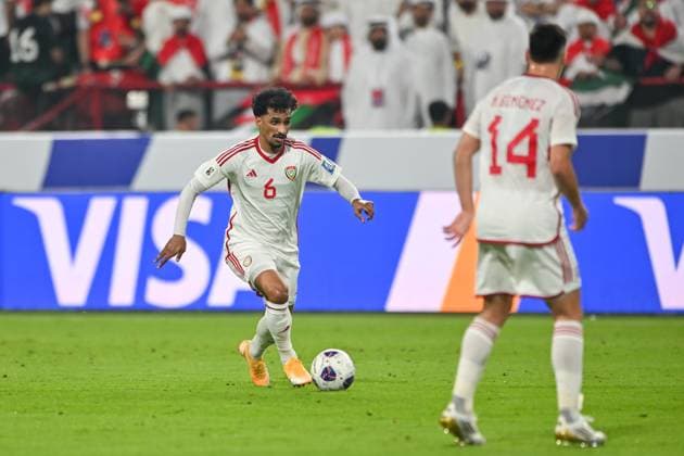 UAE v Iraq - 2026 AFC World Cup Qualifiers ABU DHABI, UNITED ARAB EMIRATES - NOVEMBER 13: Abdullah Ramadan (6) of UAE in action during the first match of the fifth round of the 2026 FIFA World Cup, WM, Weltmeisterschaft, Fussball Asian Qualifiers at the Mohammed bin Zayed Stadium in Abu Dhabi, United Arab Emirates, on November 13, 2025. Waleed Zein Anadolu Abu Dhabi United Arab Emirates. Editorial use only. Please get in touch for any other usage.  Copyright: x2025xAnadoluxWaleedxZeinx