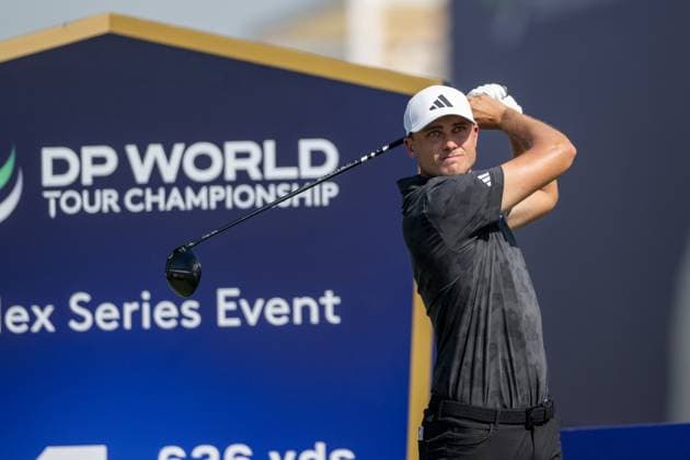 Ludvig Aberg SWE Round 1 of the DP World Tour Championship 2025, held at the Jumeirah Golf Estate, Earth Course, Dhabi, United Arab Emerites 13 16 November 2025 Dubai United Arab Emerites DP World Tour, Dp World Tour Championship 2025, Golf x11290x  Copyright: xWilliamxBrodin TTx Abu Dhabi HSBC Championship 2025