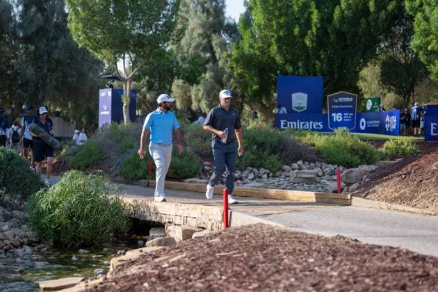 John Parry ENG , Alex Noren SWE Round 1 of the DP World Tour Championship 2025, held at the Jumeirah Golf Estate, Earth Course, Dhabi, United Arab Emerites 13 16 November 2025 Dubai United Arab Emerites DP World Tour, Dp World Tour Championship 2025, Golf x11290x  Copyright: xWilliamxBrodin TTx Abu Dhabi HSBC Championship 2025