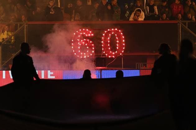 Soccer anniversary match FC Twente Enschede FC Schalke 04 on 13 11 2025 at Stadion De Grolsch Veste in Enschede The number 60 at Stadion De Grolsch Veste xRx