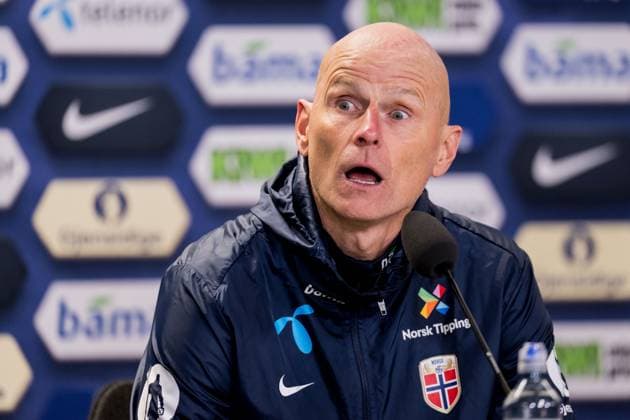 251113 Head coach Stale Solbakken of Norway during the press conference after the FIFA World Cup Qualifier football match between Norway and Estonia on November 13, 2025 in Oslo Photo Marius Simensen BILDBYRAN COP 238 VG0831 bbeng fotball football soccer fotboll fifa world cup qualifiers european qualifiers 2026 uefa world cup qualifiers vm kvalifisering vm kvalik vm kval norge norway estland estonia  Copyright: MARIUSxSIMENSEN BB251113BB465