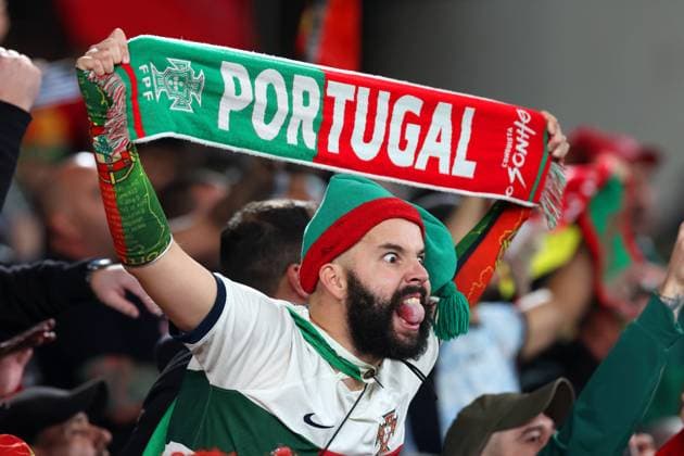 Portugal fans hold their scarfs ahead of kick off Republic of Ireland v Portugal, FIFA 2026 World Cup Qualifying, Group F, Football, Aviva Stadium, Dublin, Ireland - 13 Nov 2025Dublin Aviva Stadium Ireland EDITORIAL USE ONLY No use with unauthorised audio, video, data, fixture lists, club league logos or live services. Online in-match use limited to 120 images, no video emulation. No use in betting, games or single club league player publications. Copyright: xLorrainexO Sullivan Shutterstockx 15759346j