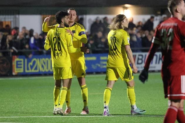 13 11 2025, Soccer, Men, Sparkassen Pokal Saarland, 2 Round, Season 2025 2026, SV Bliesmengen Bolchen 1 FC Saarbrücken, Goal celebration to 0 4, Goalscorer Amine Groune 1 FC Saarbruecken Bliesmengen Bolchen Burgwegstadion Saarland Germany EN Copyright: xSebastianxBachx