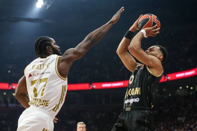 Basketball, EuroLeague, Roter Stern Belgrad - AS Monaco Crvena zvezda v Monaco - Euroleague BELGRADE, SERBIA - NOVEMBER 13: Elie Okobo (0) of Monaco in action against Semi Ojeleye (L) of Crvena zvezda during the Euroleague Week 11 basketball match between Crvena zvezda and Monaco at the Belgrade Arena in Belgrade, Serbia on November 13, 2025. Filip Stevanovic Anadolu Belgrade Serbia. Editorial use only. Please get in touch for any other usage.  Copyright: x2025xAnadoluxFilipxStevanovicx