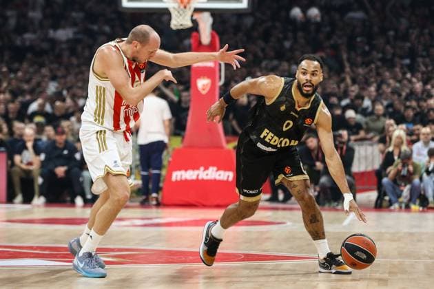 Basketball, EuroLeague, Roter Stern Belgrad - AS Monaco Crvena zvezda v Monaco - Euroleague BELGRADE, SERBIA - NOVEMBER 13: Elie Okobo (0) of Monaco in action during the Euroleague Week 11 basketball match between Crvena zvezda and Monaco at the Belgrade Arena in Belgrade, Serbia on November 13, 2025. Filip Stevanovic Anadolu Belgrade Serbia. Editorial use only. Please get in touch for any other usage.  Copyright: x2025xAnadoluxFilipxStevanovicx