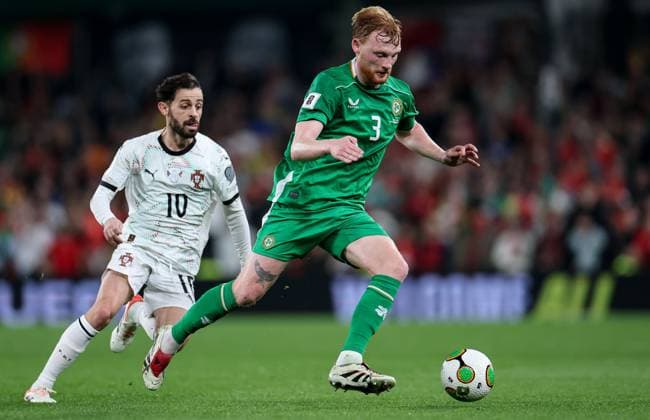 2026 FIFA World Cup, WM, Weltmeisterschaft, Fussball Qualifier Group F, Aviva Stadium, Dublin 13 11 2025 Republic of Ireland vs Portugal Ireland s Liam Scales makes a run Liam Scales makes a run 13 11 2025  Copyright: x INPHO NickxElliottx IMG_8353