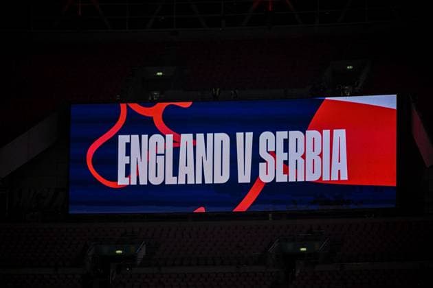England v Serbia - FIFA World Cup, WM, Weltmeisterschaft, Fussball 2026 Qualifier An electronic board displays information during the FIFA World Cup Group F Qualifying match between England and Serbia at Wembley Stadium in London, England, on November 13, 2025. London Greater London United Kingdom  Copyright: xMIxNewsx originalFilename:fletcher-englandv251113_np6bO.jpg