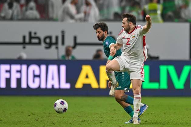 UAE v Iraq - 2026 AFC World Cup Qualifiers ABU DHABI, UNITED ARAB EMIRATES - NOVEMBER 13: Ruben Canedo (2) of UAE competes during the first match of the fifth round of the 2026 FIFA World Cup, WM, Weltmeisterschaft, Fussball Asian Qualifiers between United Arab Emirates and Iraq at the Mohammed bin Zayed Stadium in Abu Dhabi, United Arab Emirates, on November 13, 2025. Waleed Zein Anadolu Abu Dhabi United Arab Emirates. Editorial use only. Please get in touch for any other usage.  Copyright: x2025xAnadoluxWaleedxZeinx