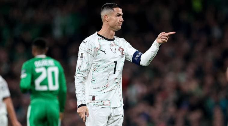 2026 FIFA World Cup, WM, Weltmeisterschaft, Fussball Qualifier Group F, Aviva Stadium, Dublin 13 11 2025 Republic of Ireland vs Portugal Portugal s Cristiano Ronaldo reacts to a decision Cristiano Ronaldo reacts to a decision 13 11 2025  Copyright: x INPHO NickxElliottx IMG_9458