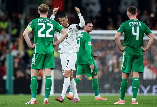 2026 FIFA World Cup, WM, Weltmeisterschaft, Fussball Qualifier Group F, Aviva Stadium, Dublin 13 11 2025 Republic of Ireland vs Portugal Portugal s Cristiano Ronaldo leaves the field after receiving a red card Cristiano Ronaldo leaves the field after receiving a red card 13 11 2025  Copyright: x INPHO NickxElliottx IMG_0085