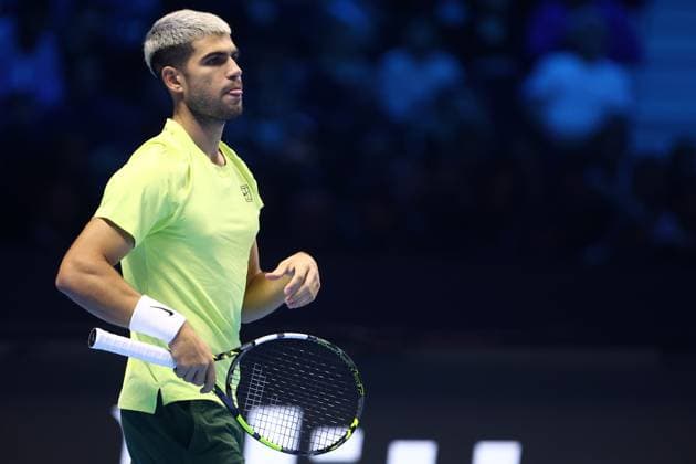 Carlos Alcaraz (Spain) looks on, day 5, Nitto ATP, Tennis Herren Finals 2025, INALPI Arena, November 13, 2025, Turin, Italy.