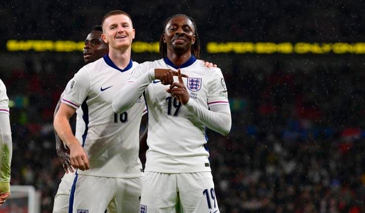 England v Serbia, London, UK - 13 Nov 2025 Goal celebrations for Eberechi Eze of England during the FIFA World Cup, WM, Weltmeisterschaft, Fussball Qualifier match between England and Serbia on 13 November 2025 at Wembley Stadium, London London Wembley Stadium London GBR Copyright: xFrankiexOKeeffe PPAUKx PPA-229687