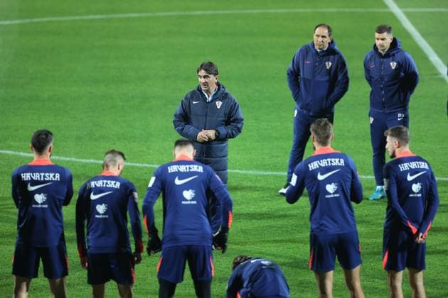 Football, World Cup qualifiers, Croatia national team, Training and press conference