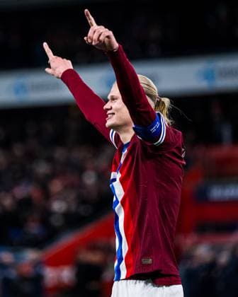 251113 Erling Braut Haaland of Norway celebrates after scoring the 4 0 goal the FIFA World Cup Qualifier football match between Norway and Estonia on November 13, 2025 in Oslo Photo Marius Simensen BILDBYRAN COP 238 VG0831 bbeng estland estonia european qualifiers 2026 fifa world cup qualifiers football fotball jubel norge norway soccer uefa world cup qualifiers vm kval vm kvalik vm kvalifisering  Copyright: MARIUSxSIMENSEN BB251113ZH008