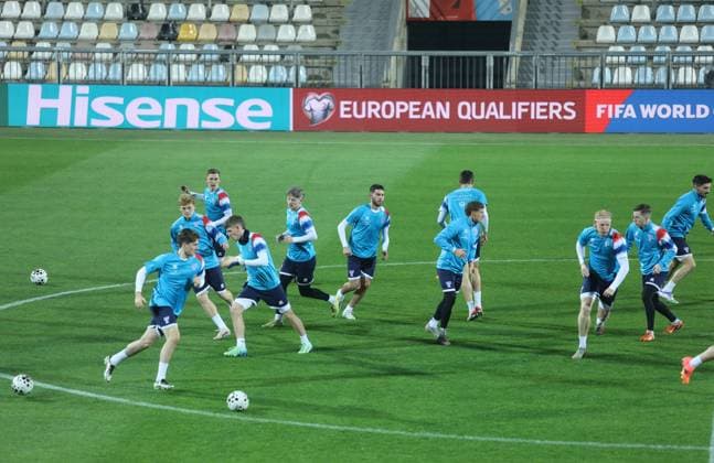 Rijeka: NogometaÅ¡i Farskih otoka odradili trening uoÄi utakmice protiv Hrvatske Players of Faroe Islands during the training session at HNK Rijeka Stadium in Rijeka, Croatia, on November 13, 2025. ahead of the European Qualifiers for the 2026 FIFA World Cup, WM, Weltmeisterschaft, Fussball Matchday 9 match between Croatia and Faroe Islands.  NelxPavletic PIXSELL