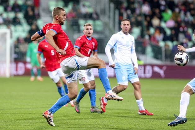 13.11.2025, Karvina Mecz towarzyski sezon 2025 26 Czechy - San Marino - International Friendly, Länderspiel, Nationalmannschaft football match Czech Republic - San Marino Nz. Tomas Soucek Fot. Michal Chwieduk Arena Akcji NEWSPIX.PL --- newspix.pl 