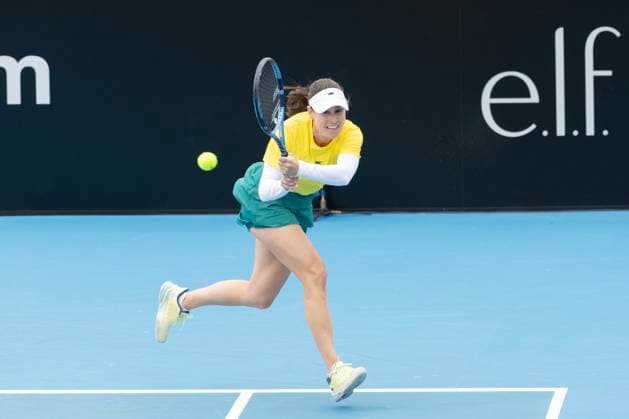 TENNIS BILLIE JEAN CUP AUSTRALIA PORTUGAL, Kimberly Birrell (AUS) during the Billie Jean Cup qualifier match between Australia and Portugal Matilde Jorge (POR)at Domain Tennis Centre in Hobart, Friday, November 14, 2025. ( NO ARCHIVING, EDITORIAL USE ONLY HOBART TASMANIA AUSTRALIA  Copyright: xCHRISxKIDDx 20251114156306406136