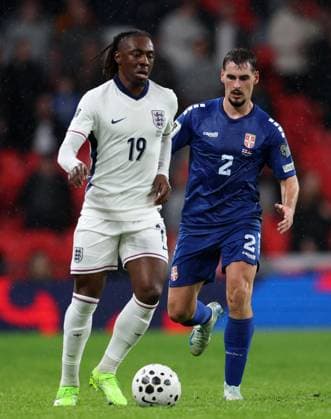 Eberechi Eze of England with Ognjen Mimovic of Serbia England v Serbia - UEFA World Cup Qualifiers - Group K. Football. Wembley Stadium, London. UK. 13 NOV 2025Wembley Wembley Stadium London United Kingdom Editorial use only  Copyright: xJASONPIX Shutterstockx 15785832ez